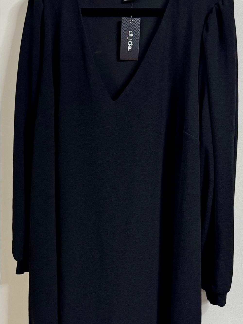 City Chic Deep V-Neck Black Dress